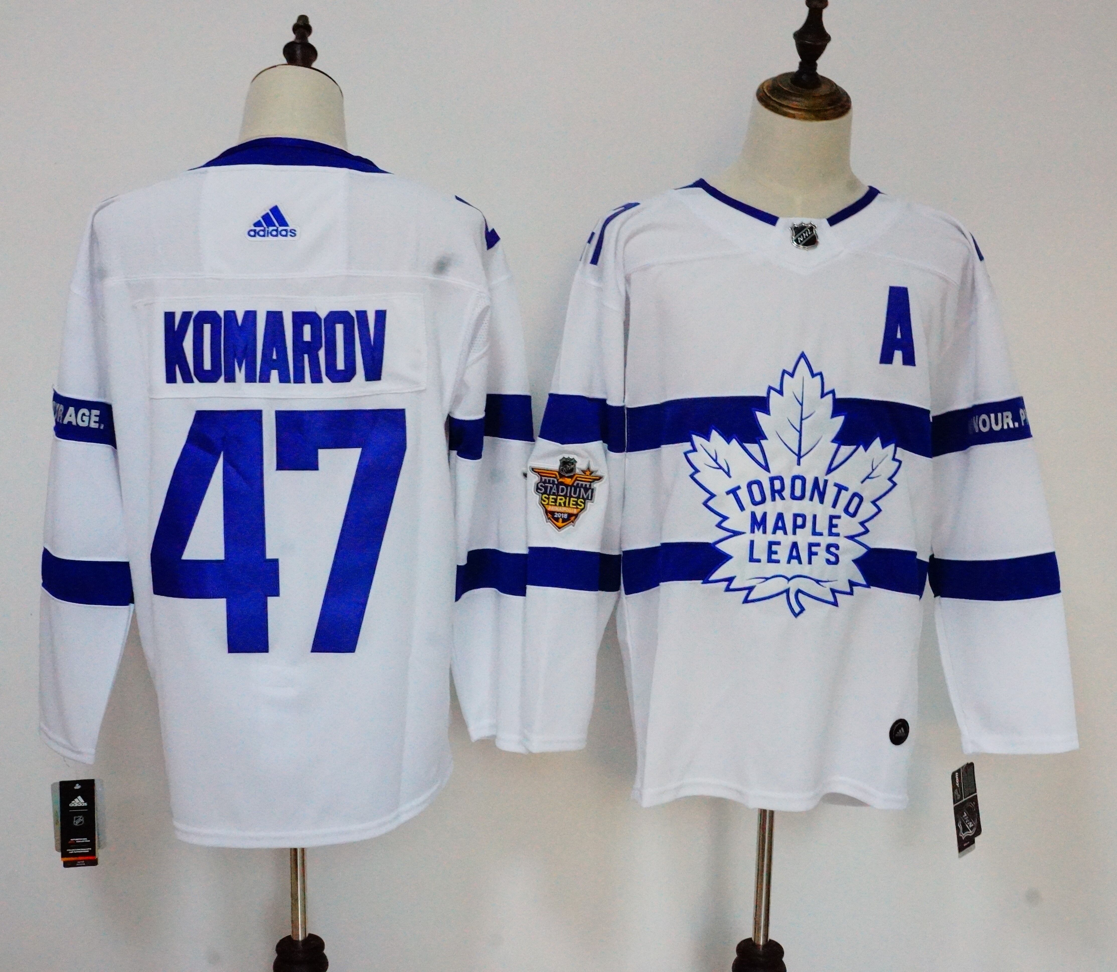 Men Toronto Maple Leafs #47 Komarov White Adidas AD NHL Jerseys